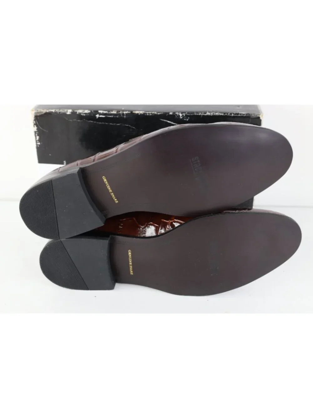 Deadstock Vintage Streetwear Mens 11.5 M Genuine Snakeskin Loafers Shoes Brown